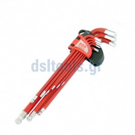 Κλειδιά Allen μακριά, μπίλιας, set 9 τεμαχίων Κλειδιά Allen μακριά, μπίλιας, set 9 τεμαχίων