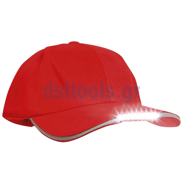 Καπέλο JOCKEY με 8 LED, Κόκκινο, πλενόμενο