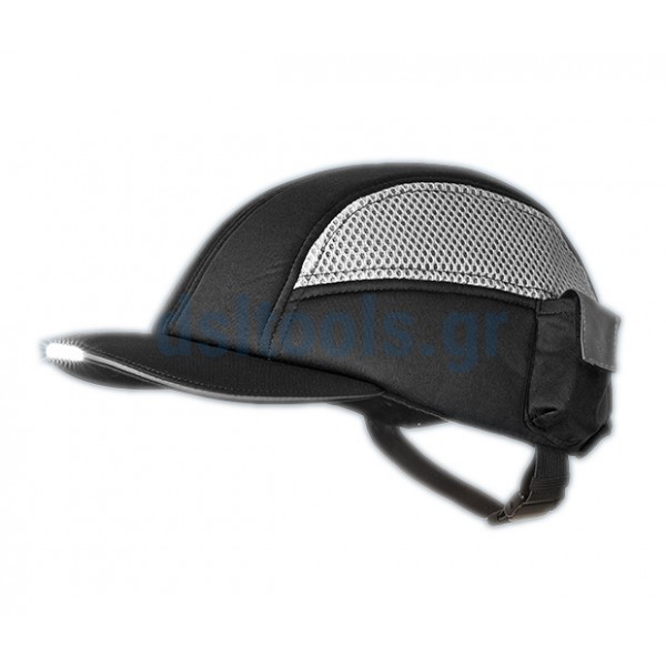 Καπέλο Bump cap με 8 led, Μαύρο-Γκρι