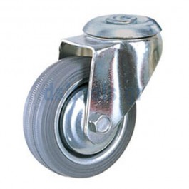 Ρόδα βιομηχανική, περιστρεφόμενη, με τρύπα, Γκρι λάστιχο, Ø125mm Ρόδα βιομηχανική, περιστρεφόμενη, με τρύπα, Γκρι λάστιχο, Ø125mm