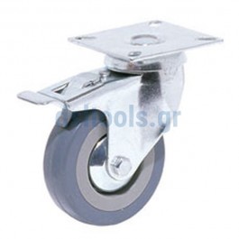 Ρόδα βιομηχανική, με φρένο, Γκρί λάστιχο, Ø75mm Ρόδα βιομηχανική, με φρένο, Γκρί λάστιχο, Ø75mm