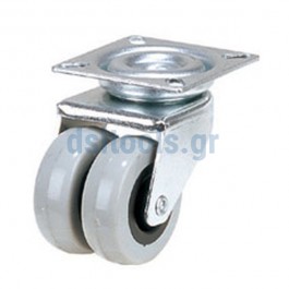 Ρόδα διπλή περιστρεφόμενη υπερβαρέως τύπου PU Ø50mm Ρόδα διπλή περιστρεφόμενη υπερβαρέως τύπου PU Ø50mm