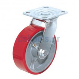 Ρόδα βιομηχανική, περιστρεφόμενη, υπερβαρέως τύπου, PU,  Ø125mm Ρόδα βιομηχανική, περιστρεφόμενη, υπερβαρέως τύπου, PU,  Ø125mm