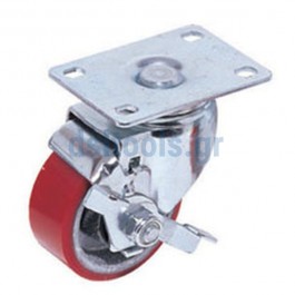 Ρόδα βιομηχανική, περιστρεφόμενη, με φρένο, υπερβαρέως τύπου, Ø75mm Ρόδα βιομηχανική, περιστρεφόμενη, με φρένο, υπερβαρέως τύπου, Ø75mm