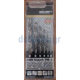 Τρυπάνι κοβαλτίου σετ 6 τεμαχίων ALPEN Ø 2.0|3.0 |4.0|5.0|6.0|8. Τρυπάνι κοβαλτίου σετ 6 τεμαχίων ALPEN Ø 2.0|3.0 |4.0|5.0|6.0|8.