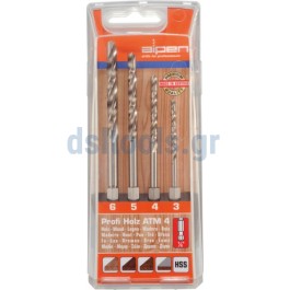 Τρυπάνι ξύλου σετ 4 τεμαχίων εξάγωνο καρέ, 3.0mm| 4.0mm| 5.0m