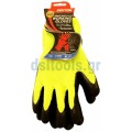 Γάντια προστασίας - εργασίας LATEX, φωσφοριζέ, No9/L, Πράσινο-Μαύρο