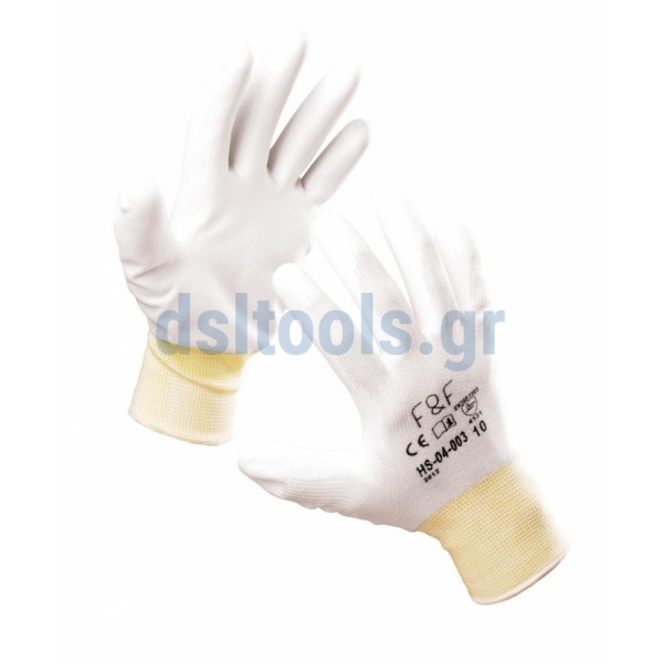 Γάντια πολυεστερικά, Λευκά, No 8