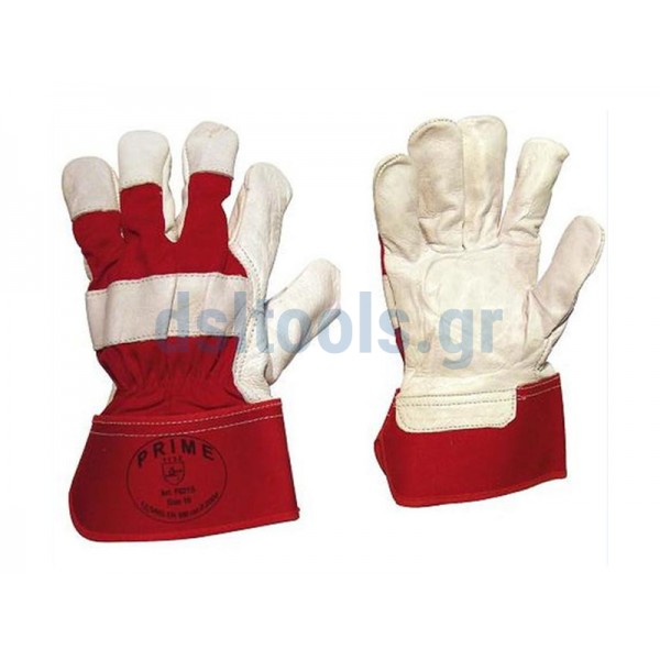 Γάντια δερμάτινα μόσχου Λευκό-Κόκκινο
