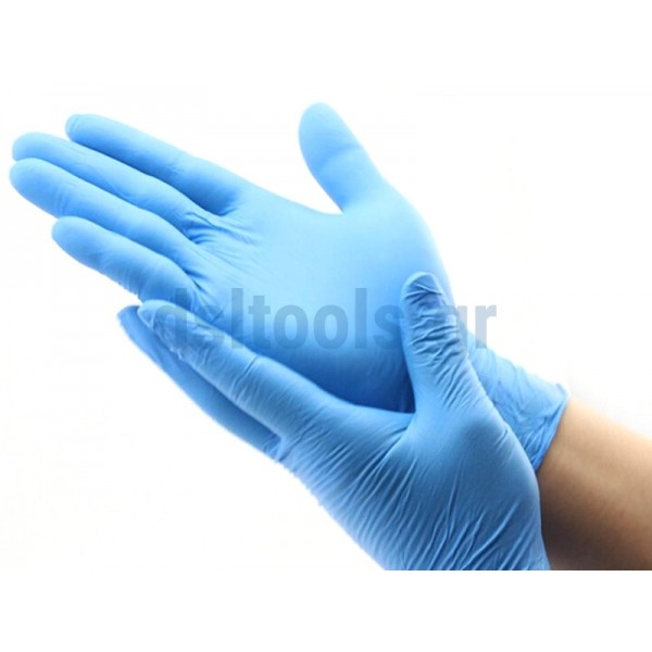 Γάντια M μιας χρήσης, Μπλε, νιτριλίου