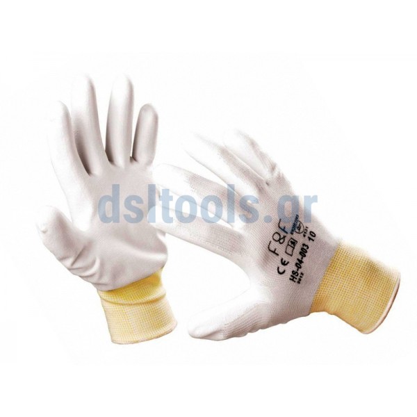 Γάντια πολυεστερικά, Λευκά, No 10