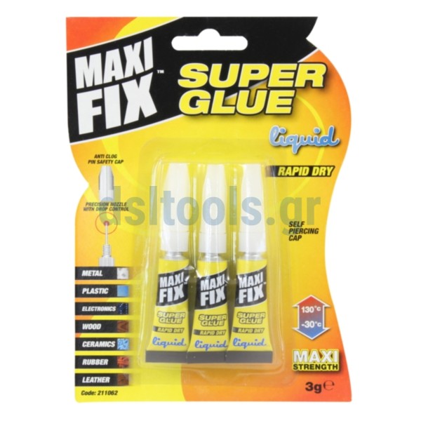 Κόλλα 3gr κυανοακρυλική Superglue Maxifix, (set 3x3gr)