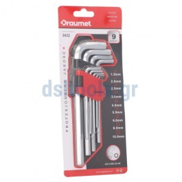 Κλειδιά Allen μακριά, set 9 τεμαχίων, No 1,5-10mm Κλειδιά Allen μακριά, set 9 τεμαχίων, No 1,5-10mm